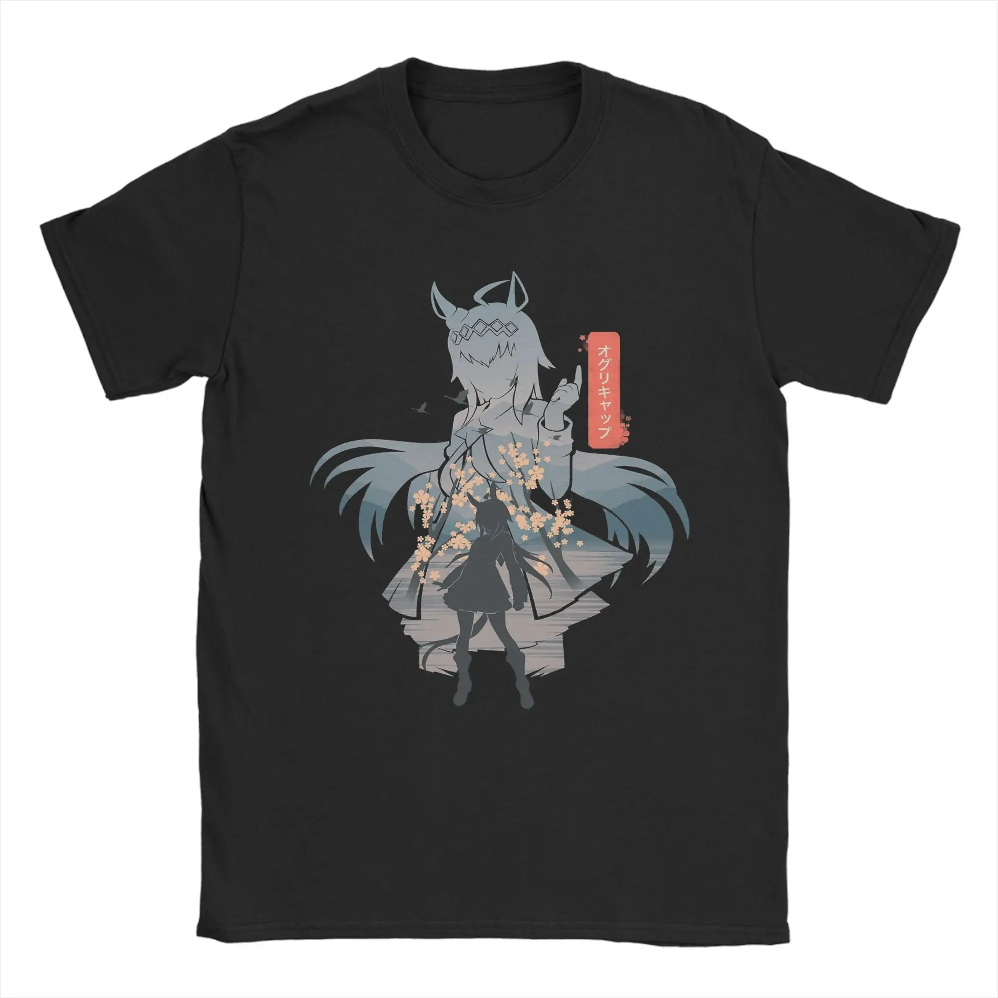 Oguri Cap Uma Musume Anime T-Shirt Men Round Collar Pure Cotton T Shirts  Short Sleeve Tee Shirt Graphic Printed Clothing