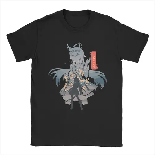 Imagen 1 del producto Camiseta Oguri Cap Uma Musume de Anime para hombre, camisetas de algodón puro con cuello redondo, camiseta de manga corta, ropa con estampado con dibujo
