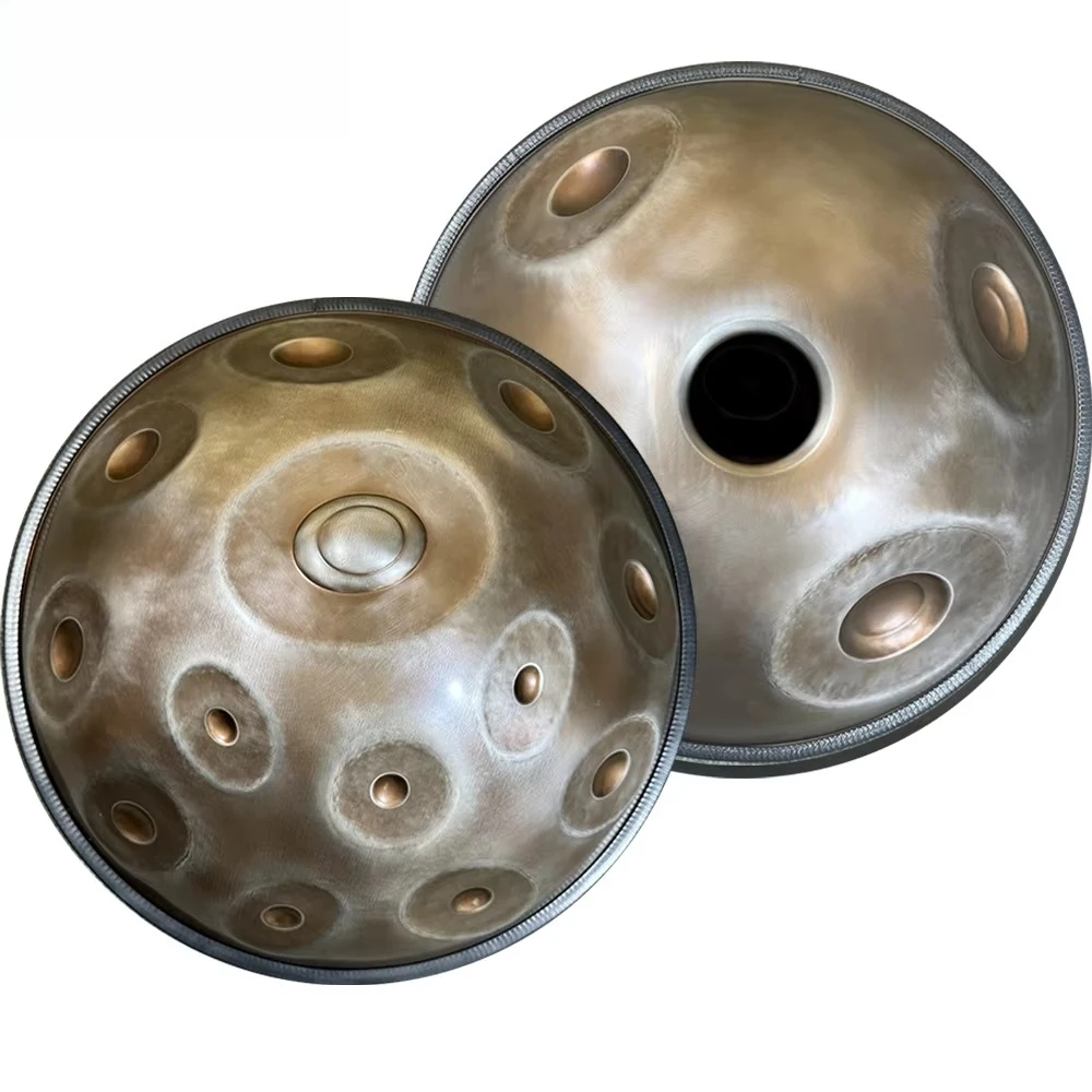 Silver Handmade Handpan Drum in D kurd 13+4 Notes  Stainless Steel Handpan Hand Drum With a Handpan Bag