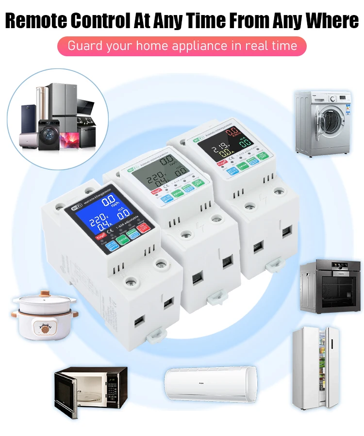 Dubbele cut-off Tuya Smart WiFi Schakelaar Thuis 63A 2P 220V Elektriciteitsmeting Overbelasting Bescherming Timer relais