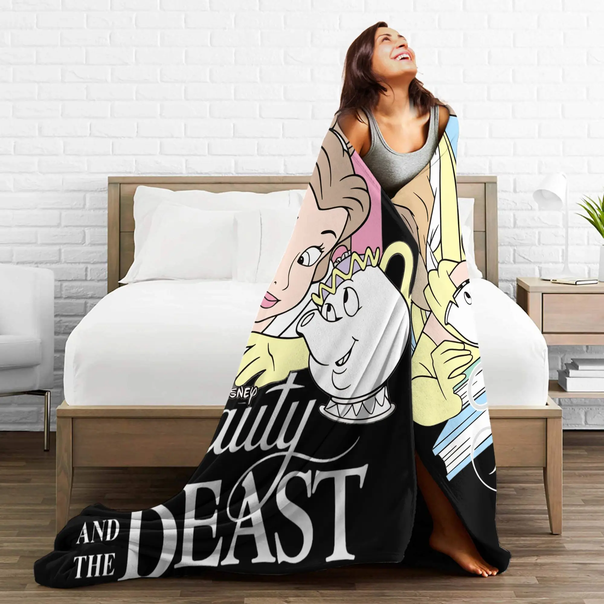 الجمال والوحش بطانية قطيفة الأطفال الفانيلا رمي بطانية لغرفة المعيشة الدافئة لينة جودة المفرش هدية فكرة