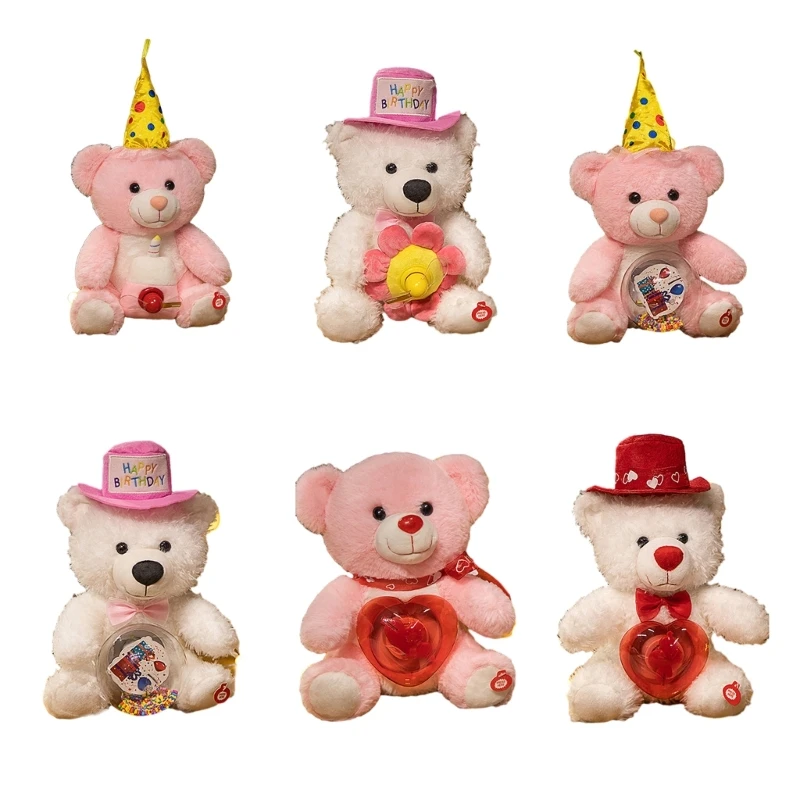 Happy Birthday Stuffed Animal Singing Bear Plush Toy Kids Great New Year Gift