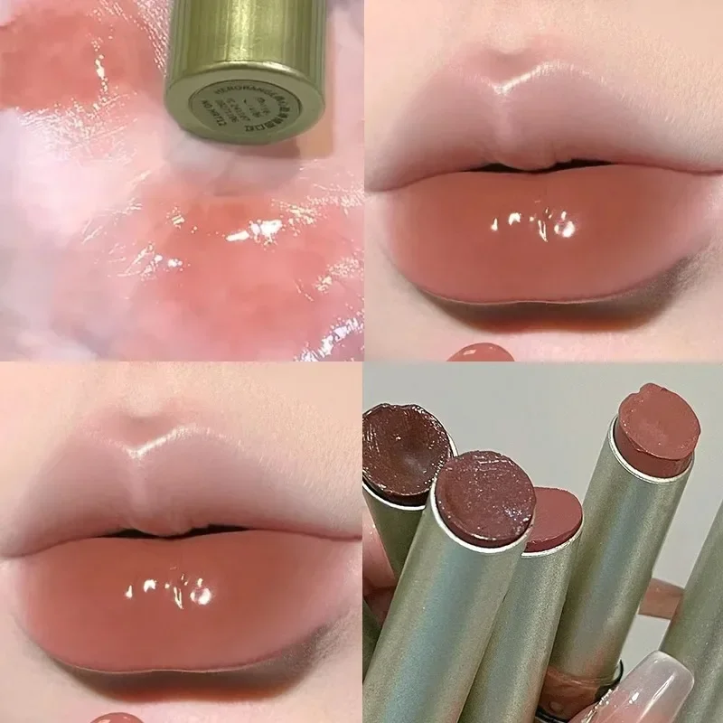 チョコレートブラウンゼリーリップスティックペンミラーウォーターグリッターリップグレイズ防水保湿リップスティック透明シマーメイクアップ