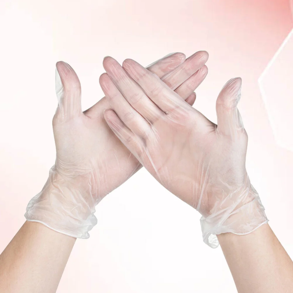 

100 шт., большие ПВХ для пищевой промышленной обработки, окрашивания волос, промышленной очистки, кухни, приготовления пищи, двустороннего использования, пластиковые одноразовые перчатки