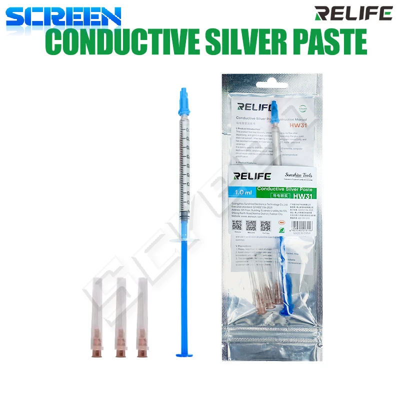 

RELIFE HW31 Проводящая серебряная паста высокой чистоты для прецизионного ремонта цепей Идеально подходит для ленточного кабеля, клавиатуры телефонной схемы