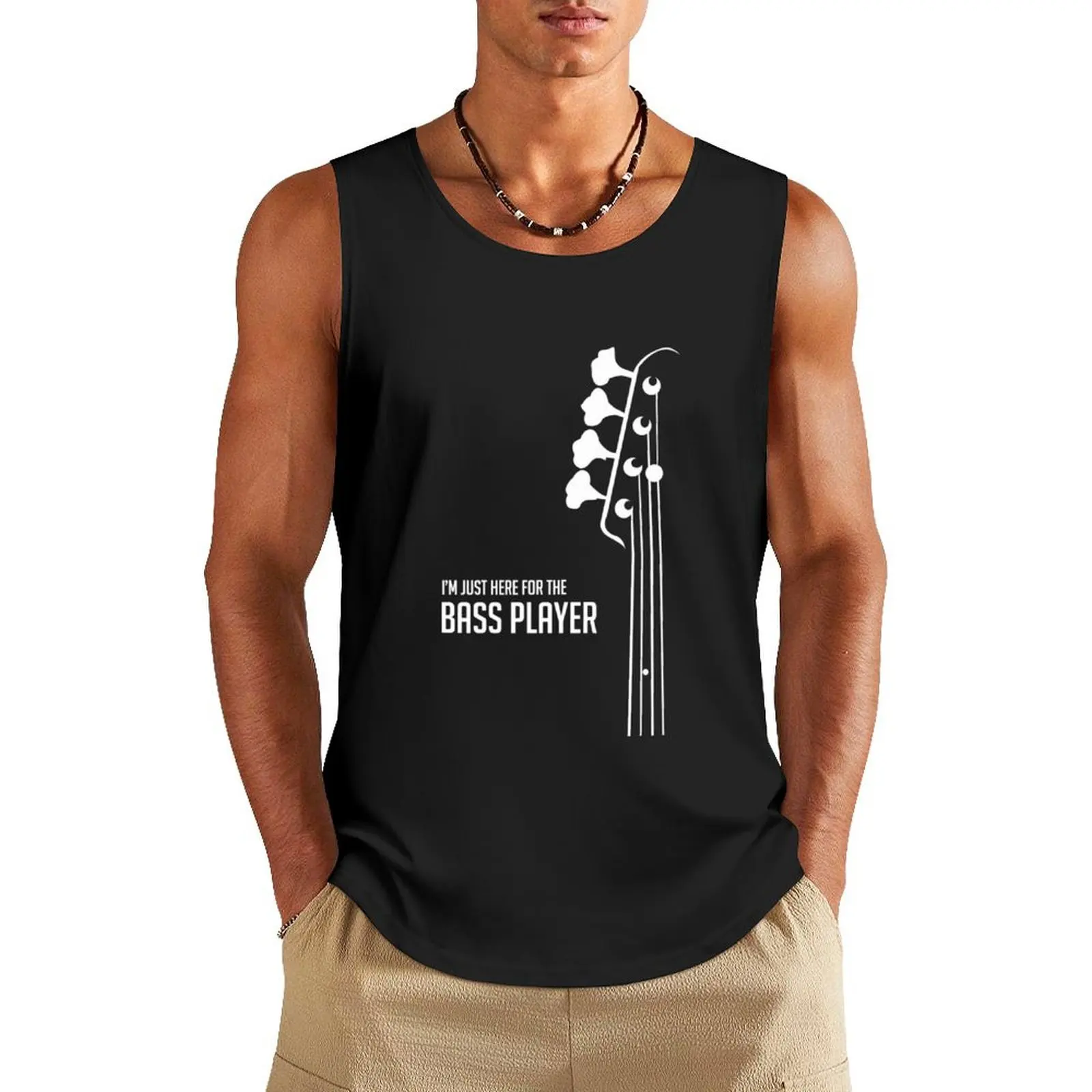 Im Just Here for the Bass Player TeeBass GuitaristBassist Tank Top Men's summer vest T-shirt sports