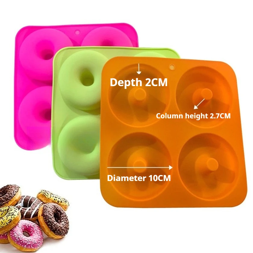 Silicone Cake Mold Four Large Donut Mold 10CM Donut Mold Baking Mold High Temperature Resistant