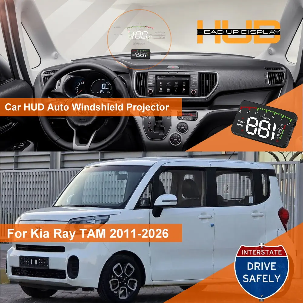 Car HUD Head Up Display For Kia Ray TAM 2011-2026 Stonic YB 2017-2026 Auto Windshield Projector Accessories