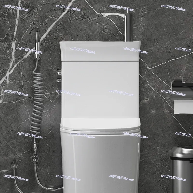 

Household toilet with wash basin, small apartment with faucet, water seat, toilet, water-saving siphon integrated