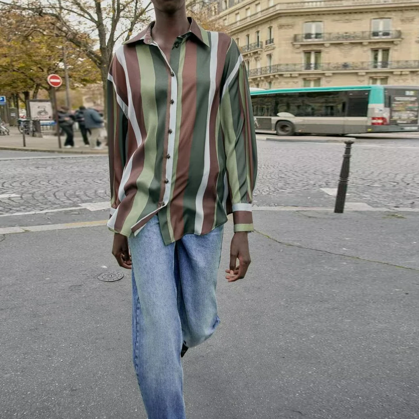 Damska modna bluzka w paski, uniwersalna, elegancka, codzienna, długa, młodzieżowa, do noszenia na co dzień, nowość 2025.