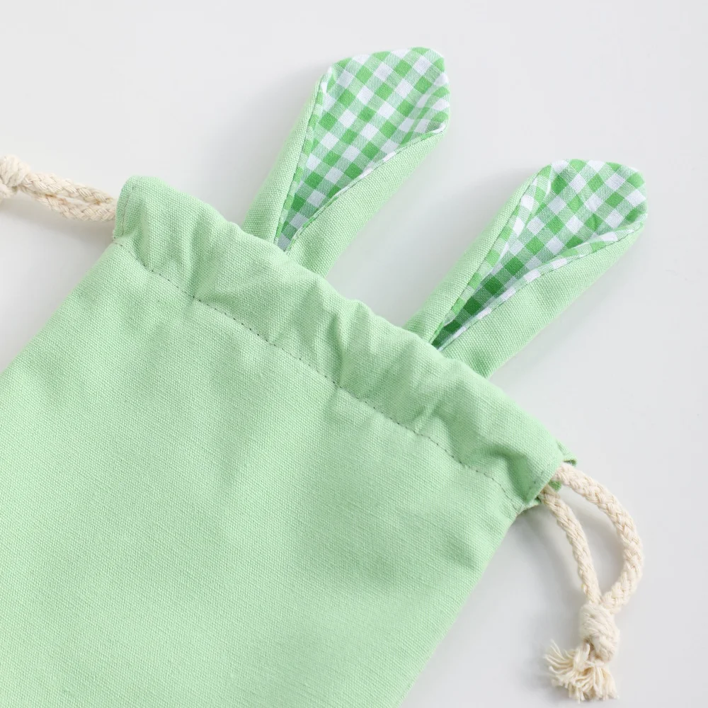 4 stücke Ostern Süßigkeiten Geschenk Taschen Für Kinder Leinwand Hase Gingham Ostern Leckereien Taschen Ei Jagd Kordelzug Mini Lagerung Taschen frühling Party – Detail 5