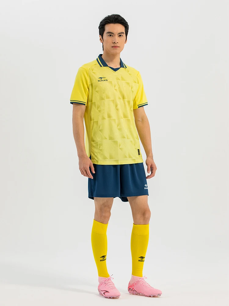 SUNAIS Customized Men Football Clothing Set, Quick Dry Short Sleeve Soccer Training Jersey Shorts Kit, Adult Match Team Uniform