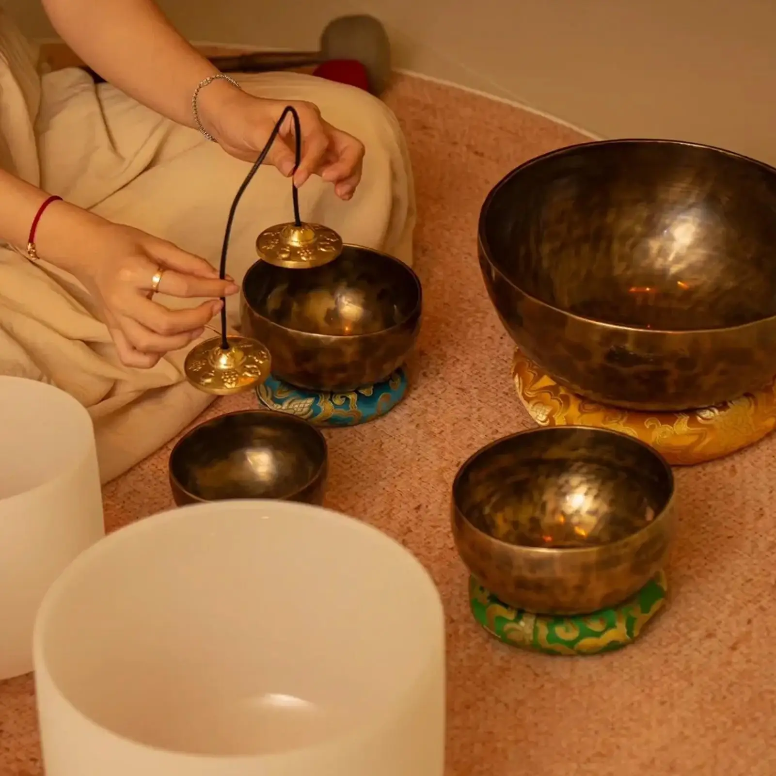 Tibetan Cymbals Hand Held Relaxing Spiritual National Meditation And Yoga Ritual Instrument For Adults Family Friends Drumming