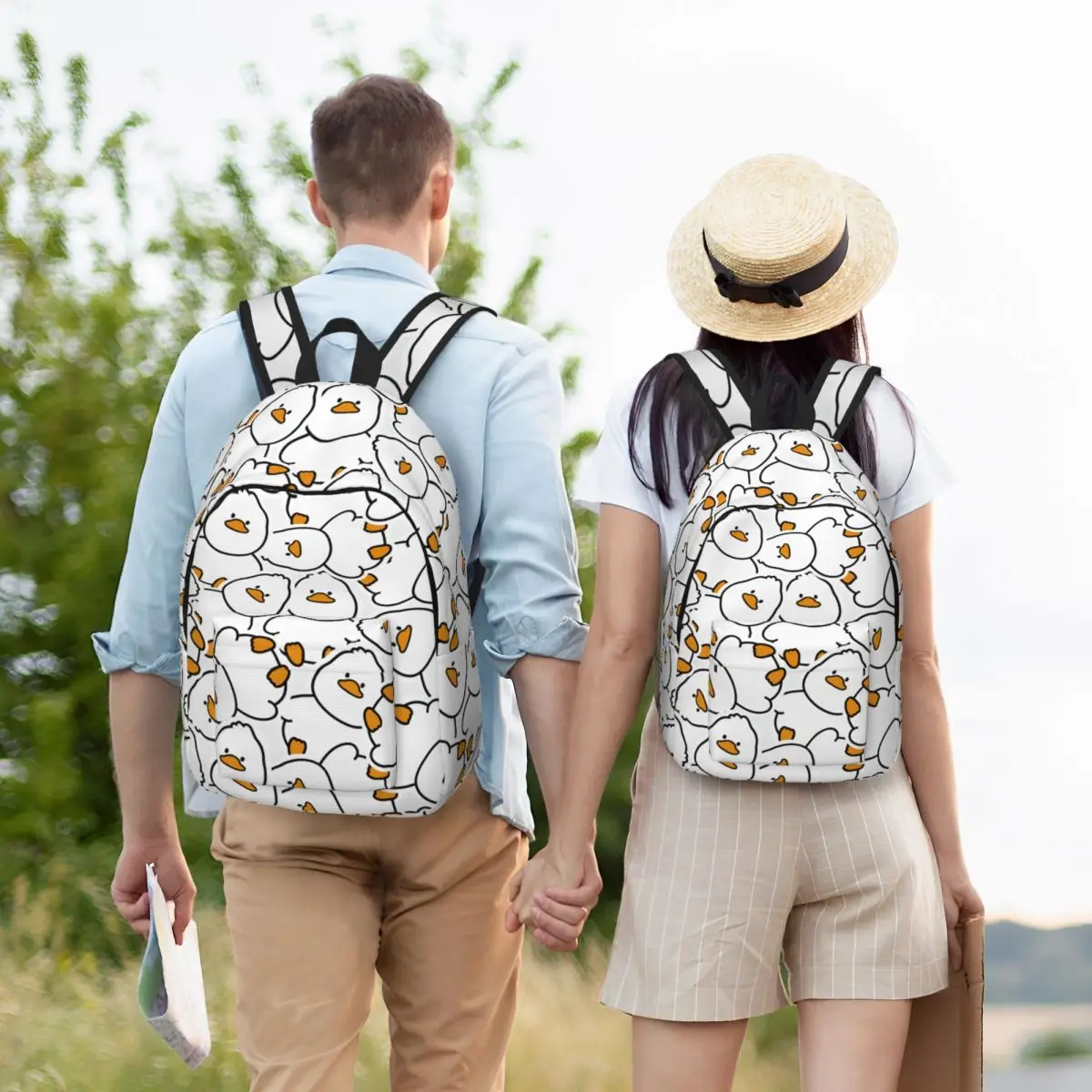 Ransel kartun bebek lucu untuk siswa sekolah SMA menengah ransel Kawaii bebek untuk pria wanita remaja tas bepergian