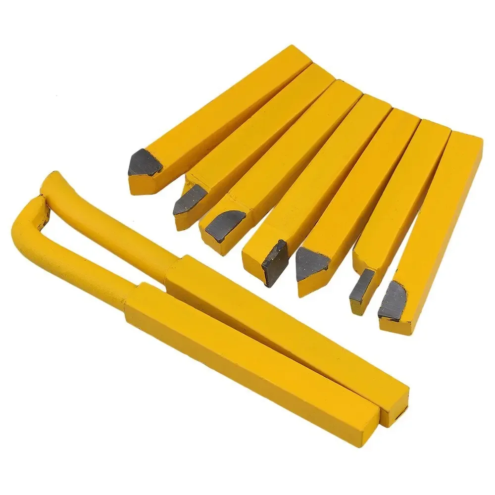 9PCS 12x12mm YT15 Alloy Square Lathe Tool - Yellow Iron Turning Cutter for Metalworking