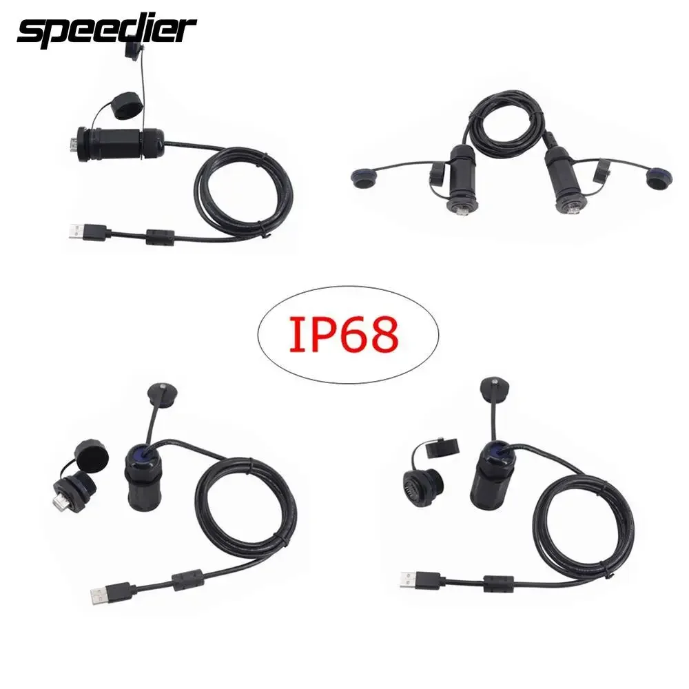 

USB Female Socket Plug M25 Panel Mount Adapter Type A B USB 2.0 IP68 Waterproof Extension Cable Connector With Cap 3FT 5FT 10FT