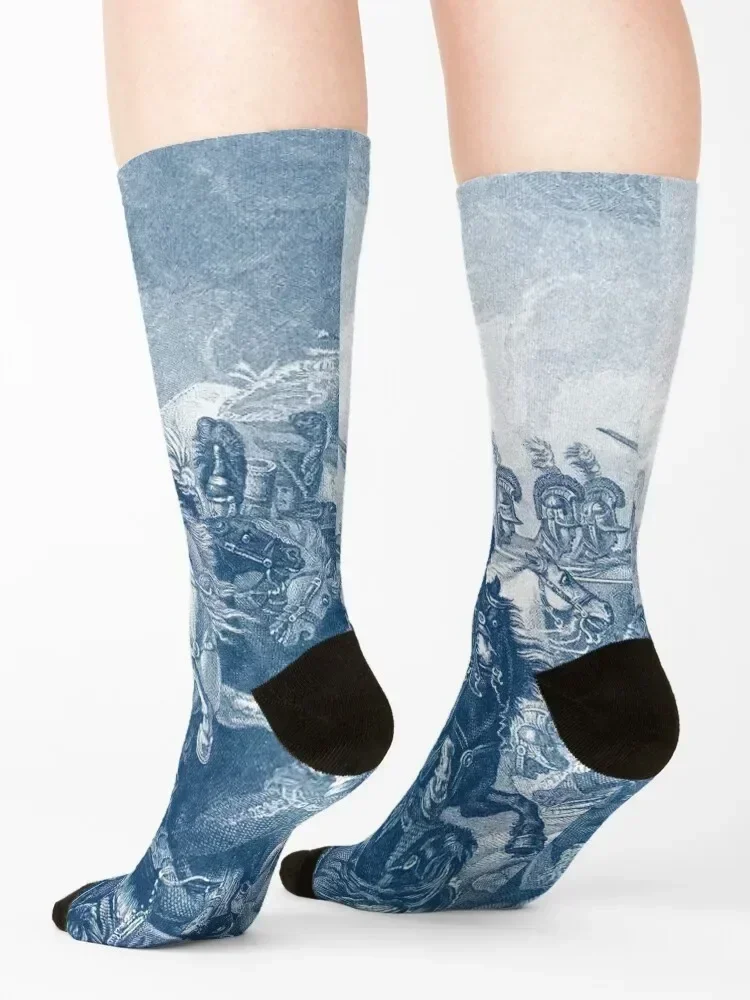 Blue Chinoiserie - ويلينغتون في Waterloo Socks هدية عيد الميلاد الهيب هوب كرة القدم الفاخرة امرأة الجوارب الرجال