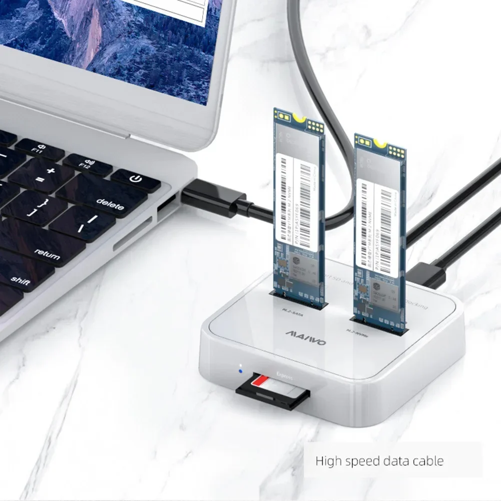 MAIWO K3016SD Dual M.2 SSD Docking Bay 10Gbps SATA/NVMe SD Card Reader Station Solid State Drive Enclosure Case Holder Adapter