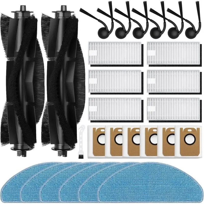 Y59A For Tikom L8000 Plus Robot Vacuum Replacement Parts Kit- Includes 2 Main Brush, 6 Dust Bags For L8000 Plus Accessory