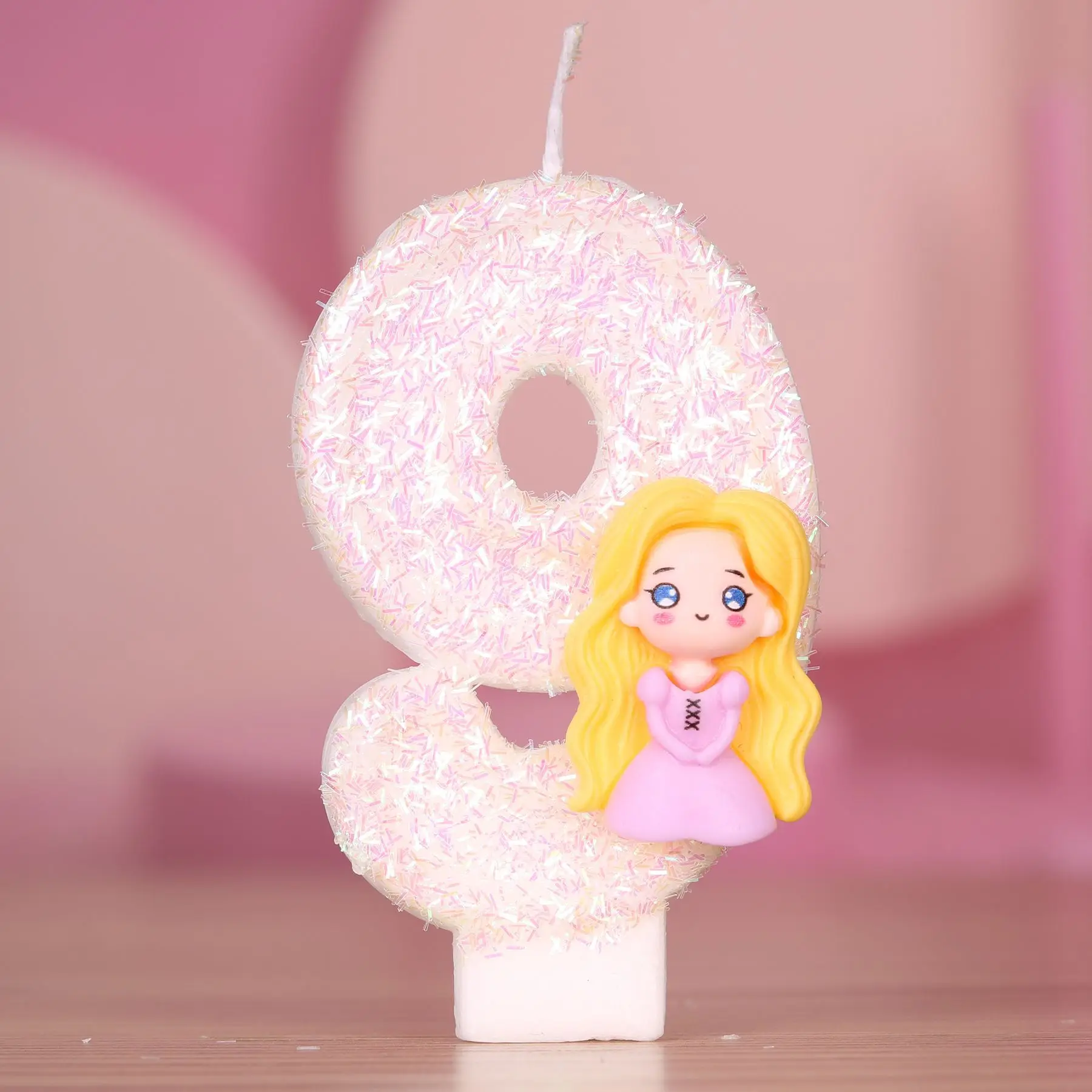 Disney Rapunzel Princess Mermaid Digit 0-9 Candle Anime Cake Stand Baby Shower Gender Reveal Birthday Decoration Party Supplies