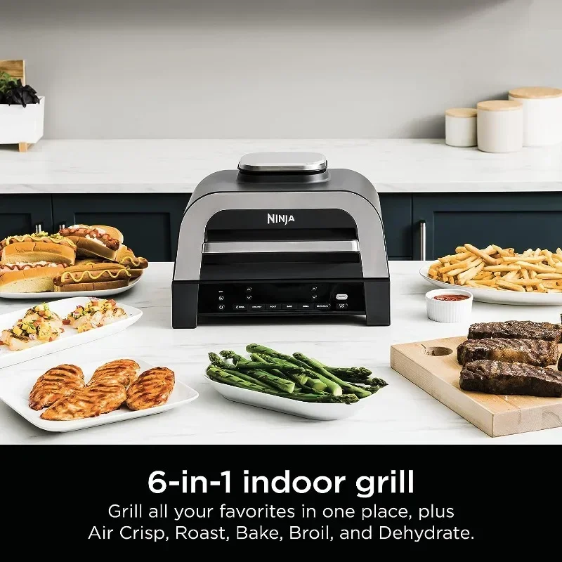 Ninja DG551 Foodi Smart XL 6-in-1 Indoor Grill with Air Fry, Roast, Bake, Broil, & Dehydrate, Foodi Smart Thermometer