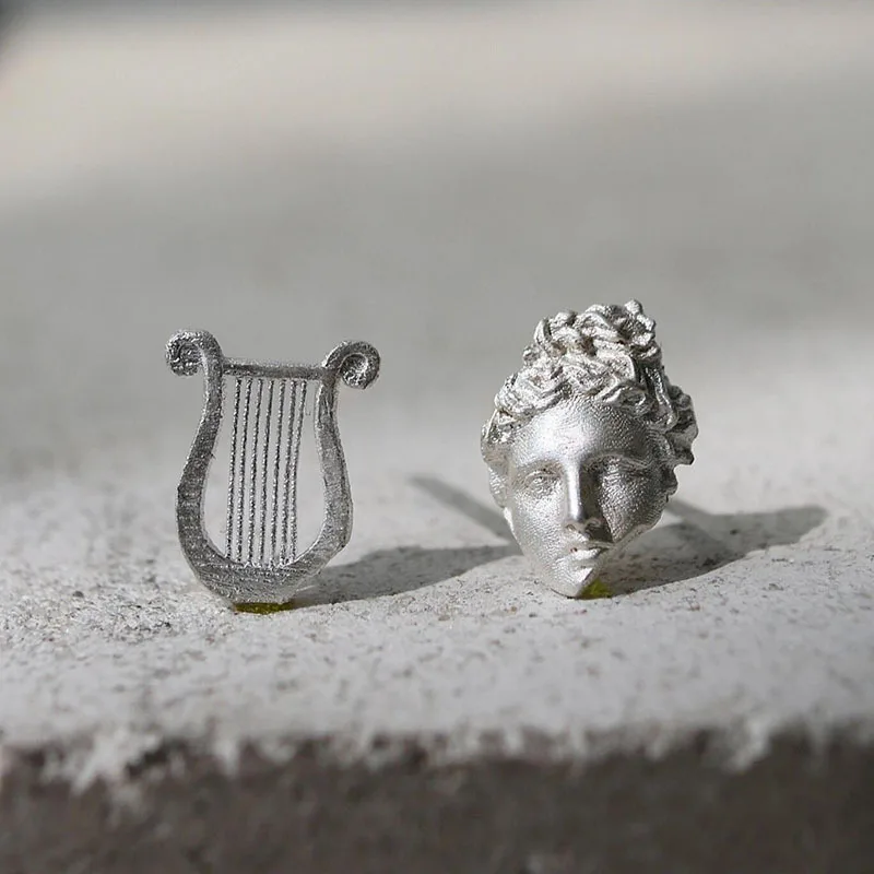 

Vintage Scrub Mask Geometric Earrings for Women Apollo with Lyre Asymmetrical Earrings Charm Jewelry Party Accessories Gifts
