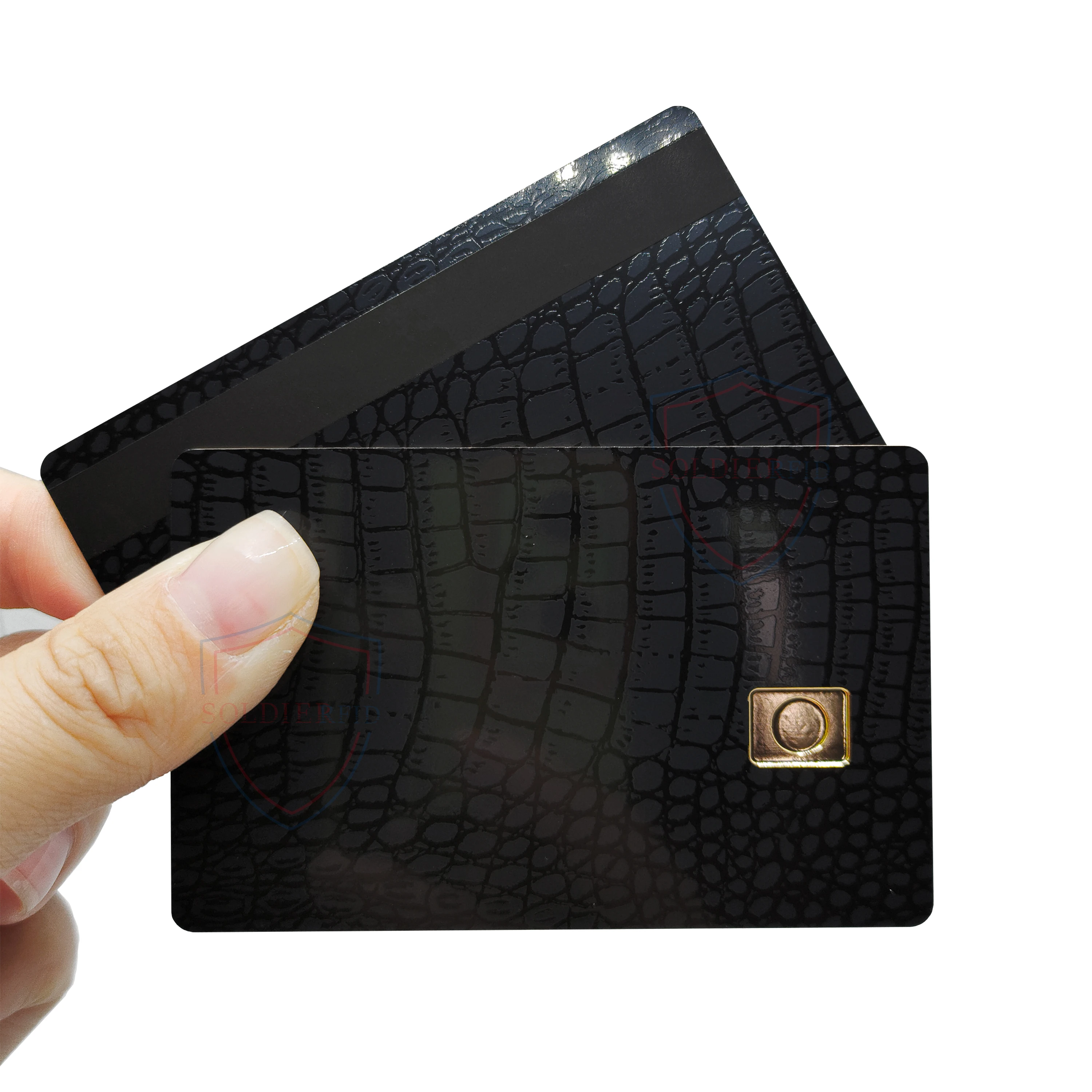10pcs 4442/4428 With Chip Slot And Magnetic Stripe Surface Leather Texture For Laser Printing Senior Luxury Metal Credit Card