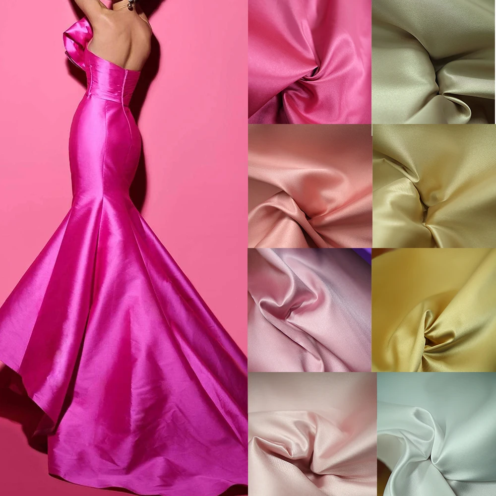 

Multi colored Mikado gloss inelastic fabric sewn wedding dress evening gown fashionable dress satin twill satin fabric