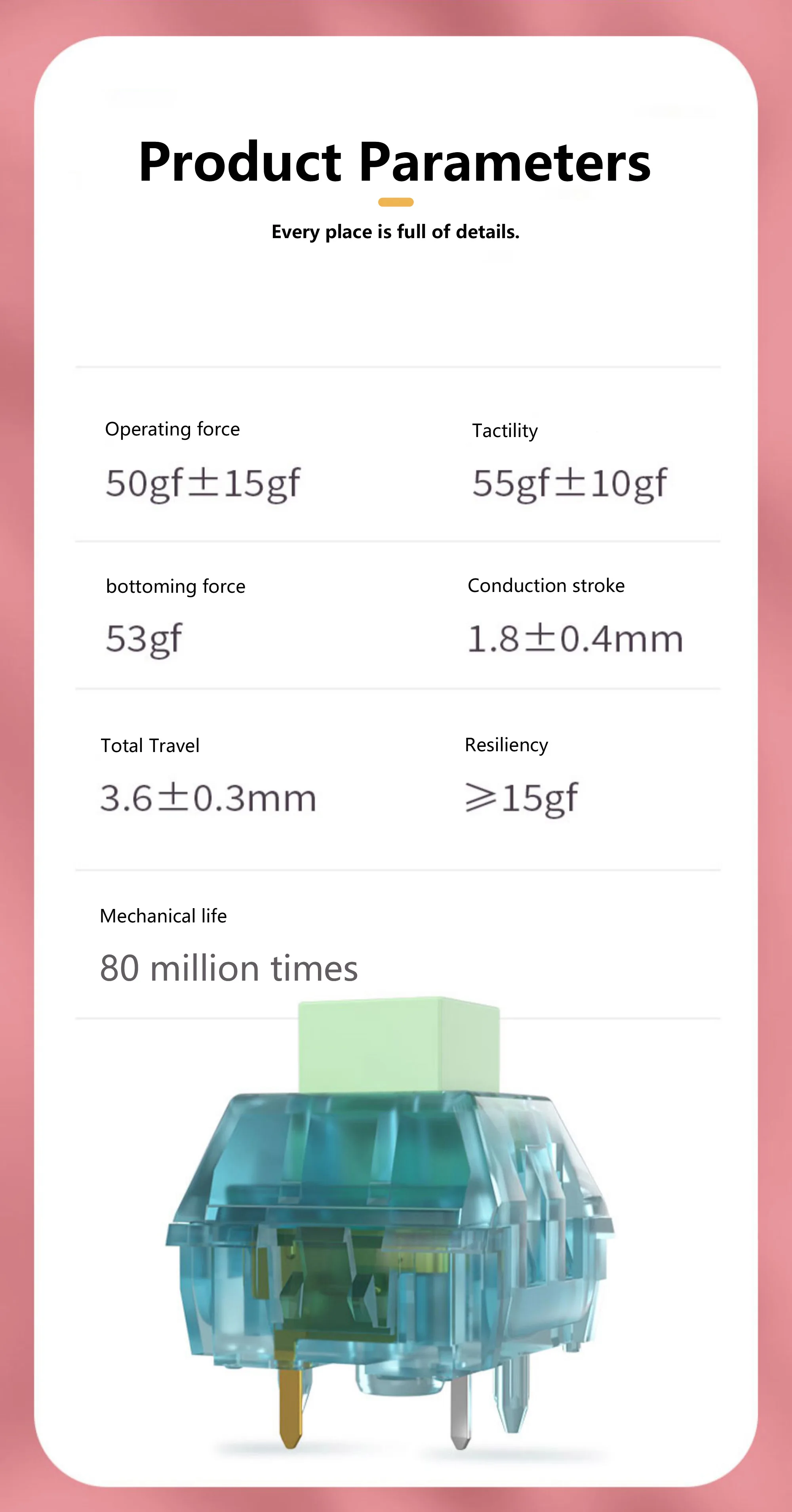 Kailh BOX Zhixia Switch Ethereal Sound Paragraph Class Cyan Switch Crisp Pre Lubricated Mechanical Keyboard Switch 5-Pin POM DIY