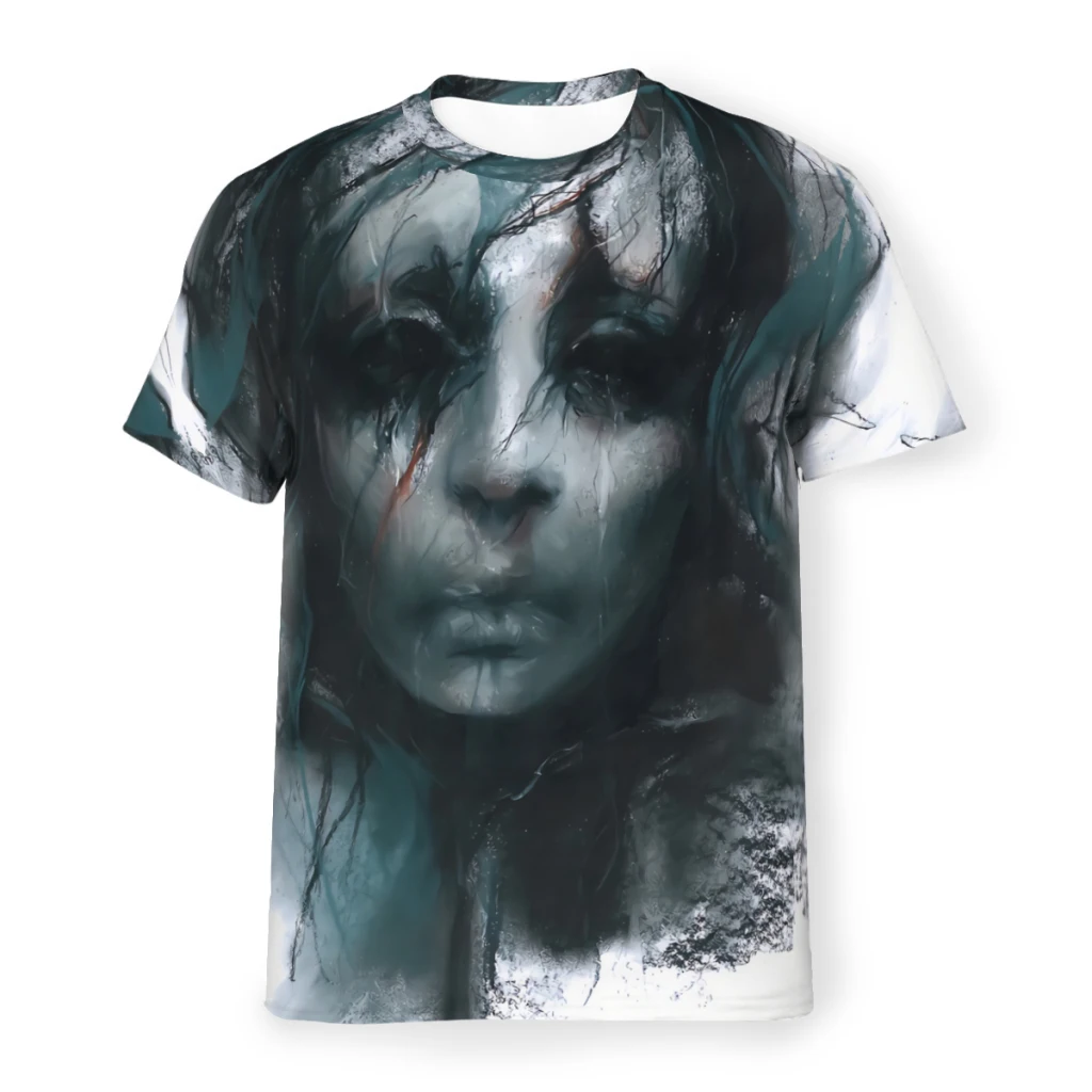 

Футболка мужская с черным лицом, тонкая рубашка из полиэстера, с круглым вырезом, уличная одежда