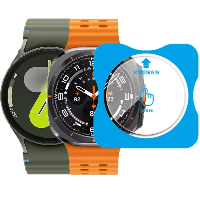 Película de Vidrio Templado Pegado Rápido para Samsung Galaxy Watch 8/7/6/5/4 40mm 44mm Ultra 47mm Película Protectora de Pantalla Watch 8 Classic 6