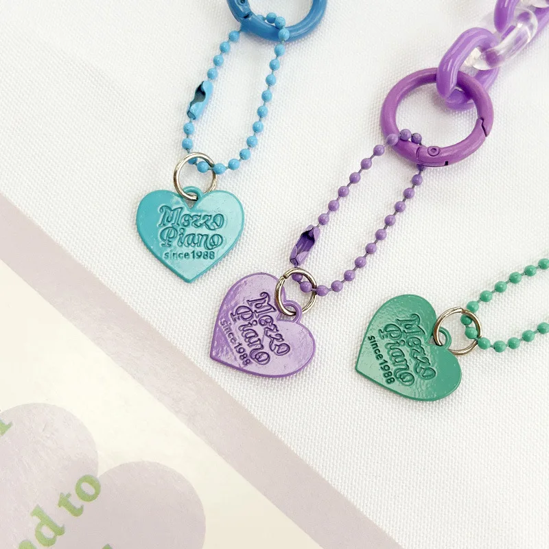 DIY love chain keychain pendant accessories small fresh color open ring chain earphone cover backpack decoration