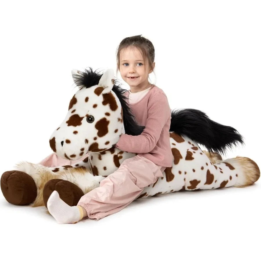 

47 Giant Horse Stuffed Animal Plush Pillow Appaloosa Spotted Ridable Cuddly Stuffed Pony Toy for Girls Boys Birthday Christmas