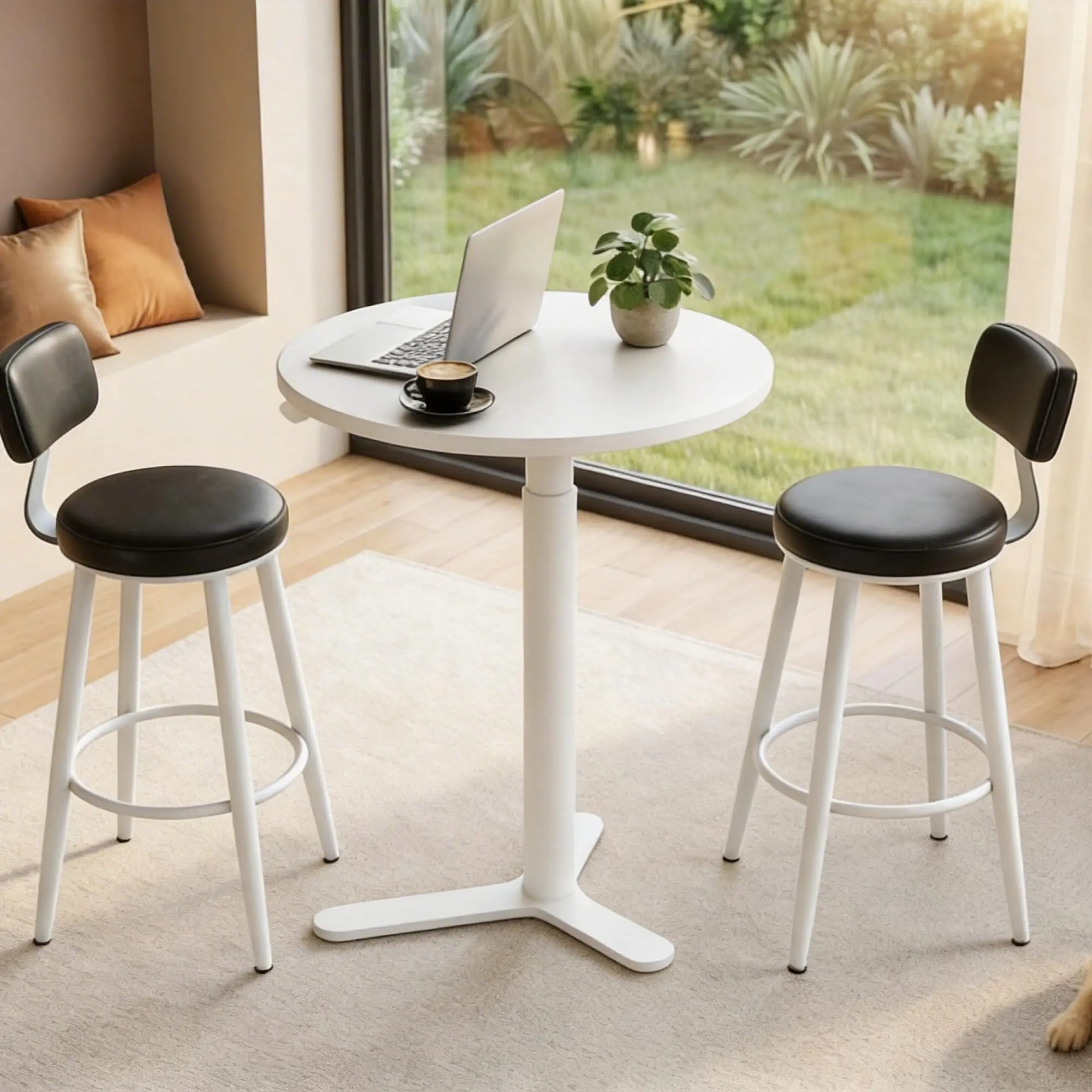 

Adjustable Height Bar Table With One-Touch Lift 19.7 Round High-Top Pub Table For Kitchen Balcony Apartment