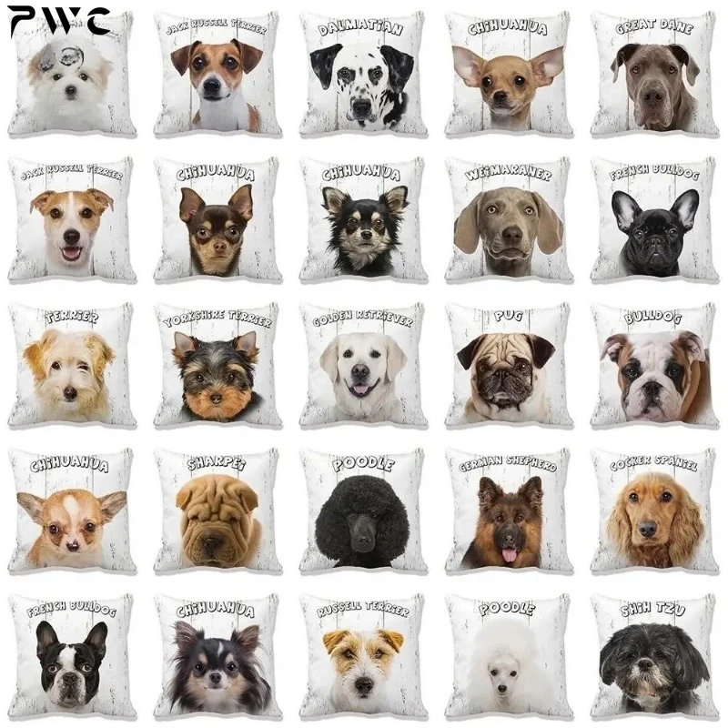 

45x45cmCute Dog Yorkie Pillowcase Pug Pillowcase Sofa Car Bed Sofa Pillowcase Bedroom Decor Cushion Cover pillow cover