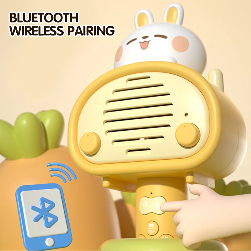 Bluetooth Children Wireless Microphone Speaker Rabbit Story Music Player Education Karaoke Singing Toys for Boy Girl Party Gift