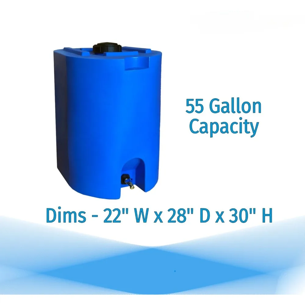 Blue 55 Gallon Water Storage Tank by- Emergency Water Barrel Container with Spigot for Emergency Disaster Prepare