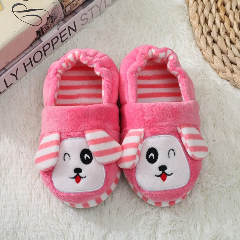 Baby Girls Cotton Slippers Winter Children Cute White Clouds Plush Slippers Boys Home Shoes Non-slip Warm Slipper