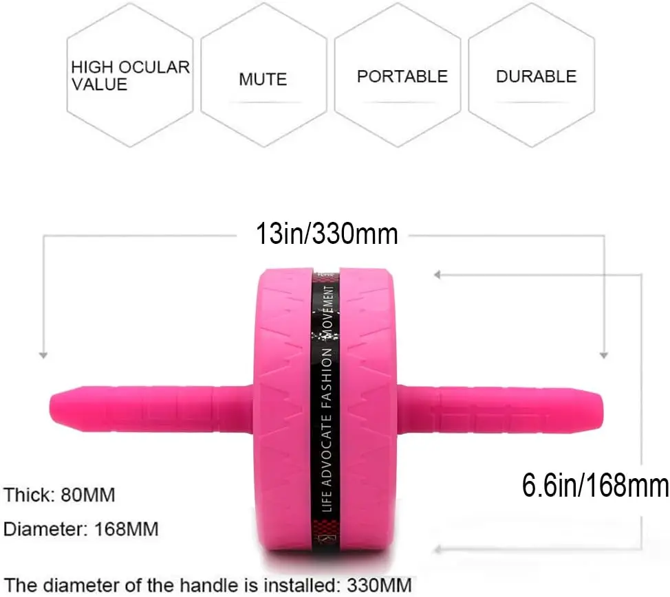 Ab Roller Wheel for Abs Workout Complete Home Gym Set with AB Wheel Roller Knee Mat and Jump Rope Pink