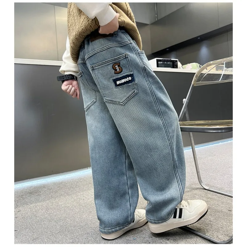 Herbst Kinder Jungen Jeans UNITIM Vielseitige Taschen Junge Teenager Jungen Gerade Hosen Lose Elastische Taille 4-14 Jahre Jungen Freizeithose – Detail 13