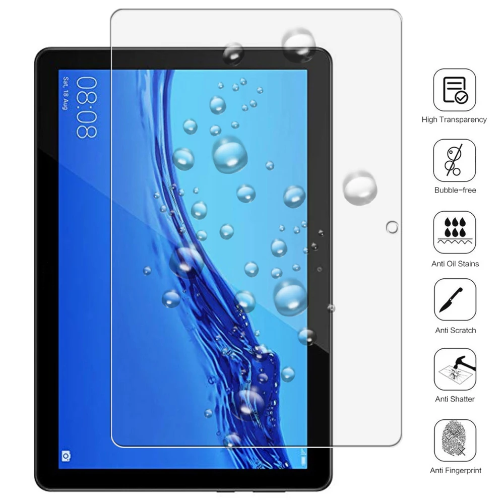 2 Pcs Tempered Glass for Huawei MediaPad T5 10 AGS2-W09/L09/L03/W19 9H 10.1\'\'  Screen Protective Film Tablet Tempered Glass