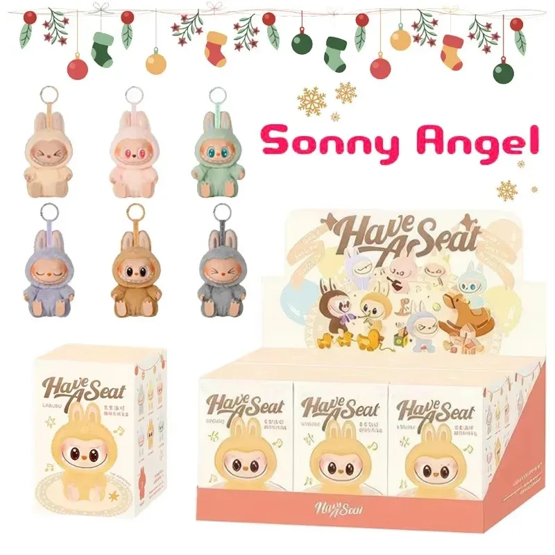 

Labubu Blind Box Have A Seat Series Anime Figure Pendant Flocking Model Toy Kawaii Monster Replica Keychain Toy Christmas Gift