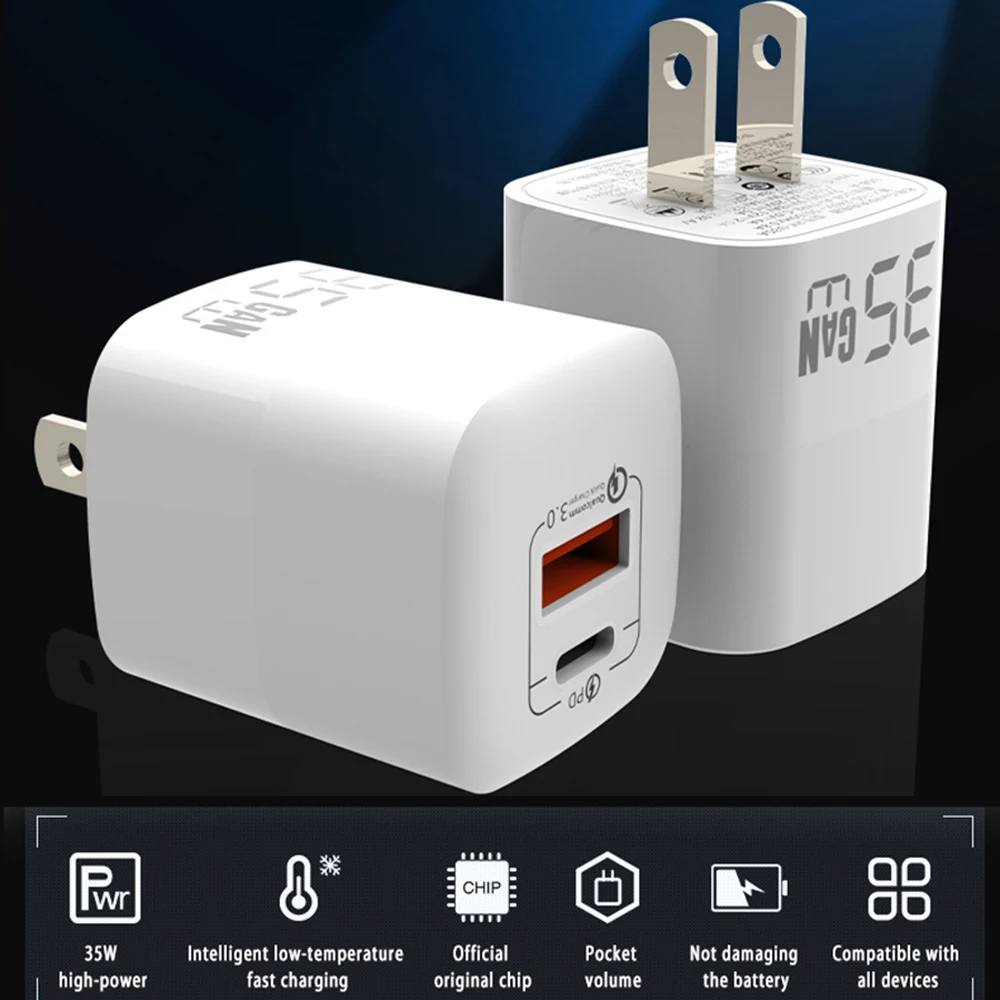 UGOURD Palládium 35W Kan nyelv USB C gyors töltő 33W áram Adapter vel USB a++ típusa C számára IPhone ipad macbook Notebook samsung huawey xiaomi