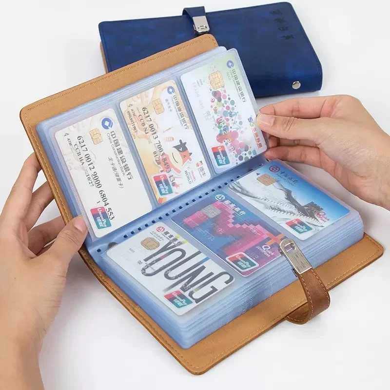 PU Leather Card Book 120 Cards Stock Business Card Organizer Women Wallet Red Name Holder Black Album A6