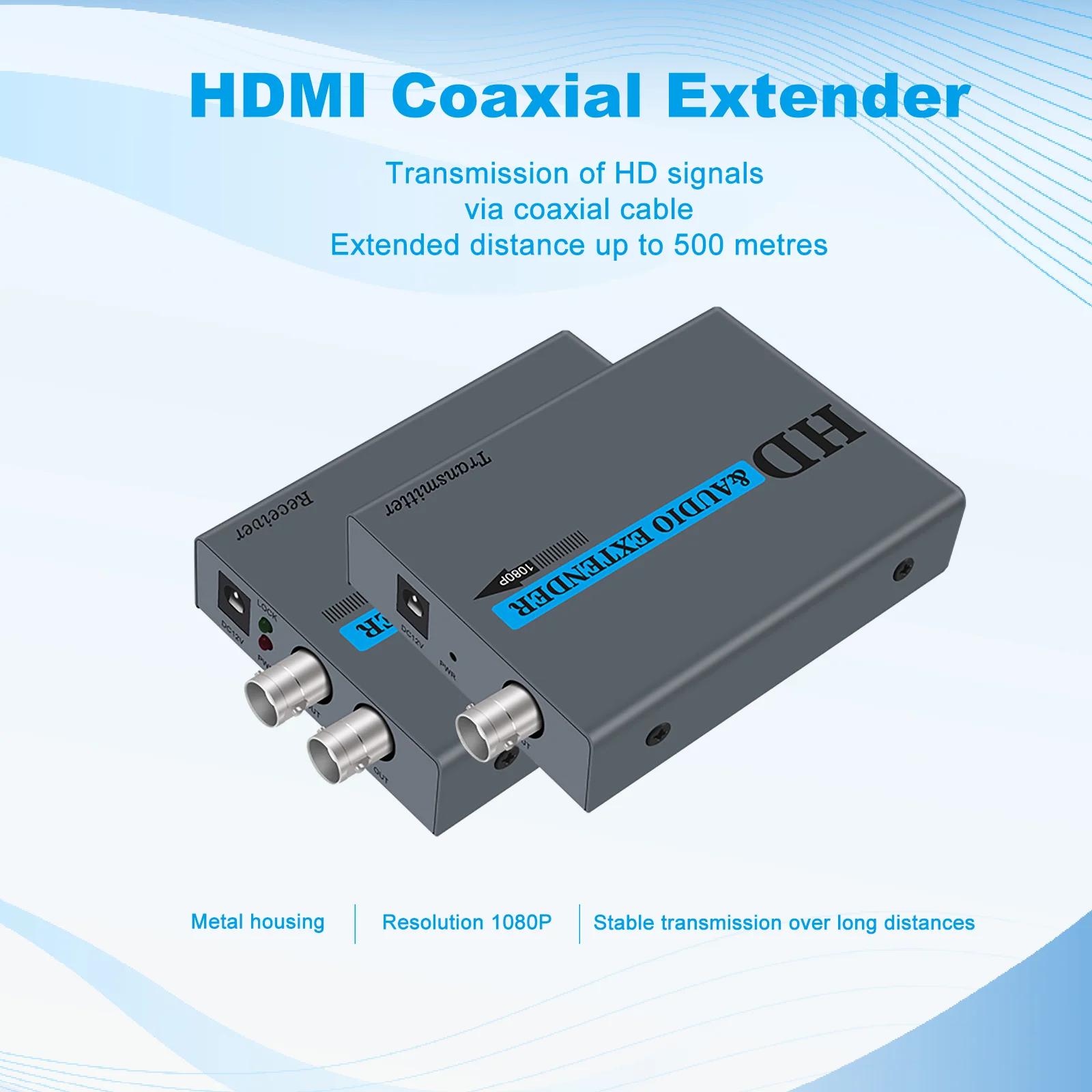 

Wiistar HDMI Extender Over Coax Single RG6/RG7/RG11 Coaxial Cable Support 1080P up to 500m/1640ft HDMI Transmitter and Receiver