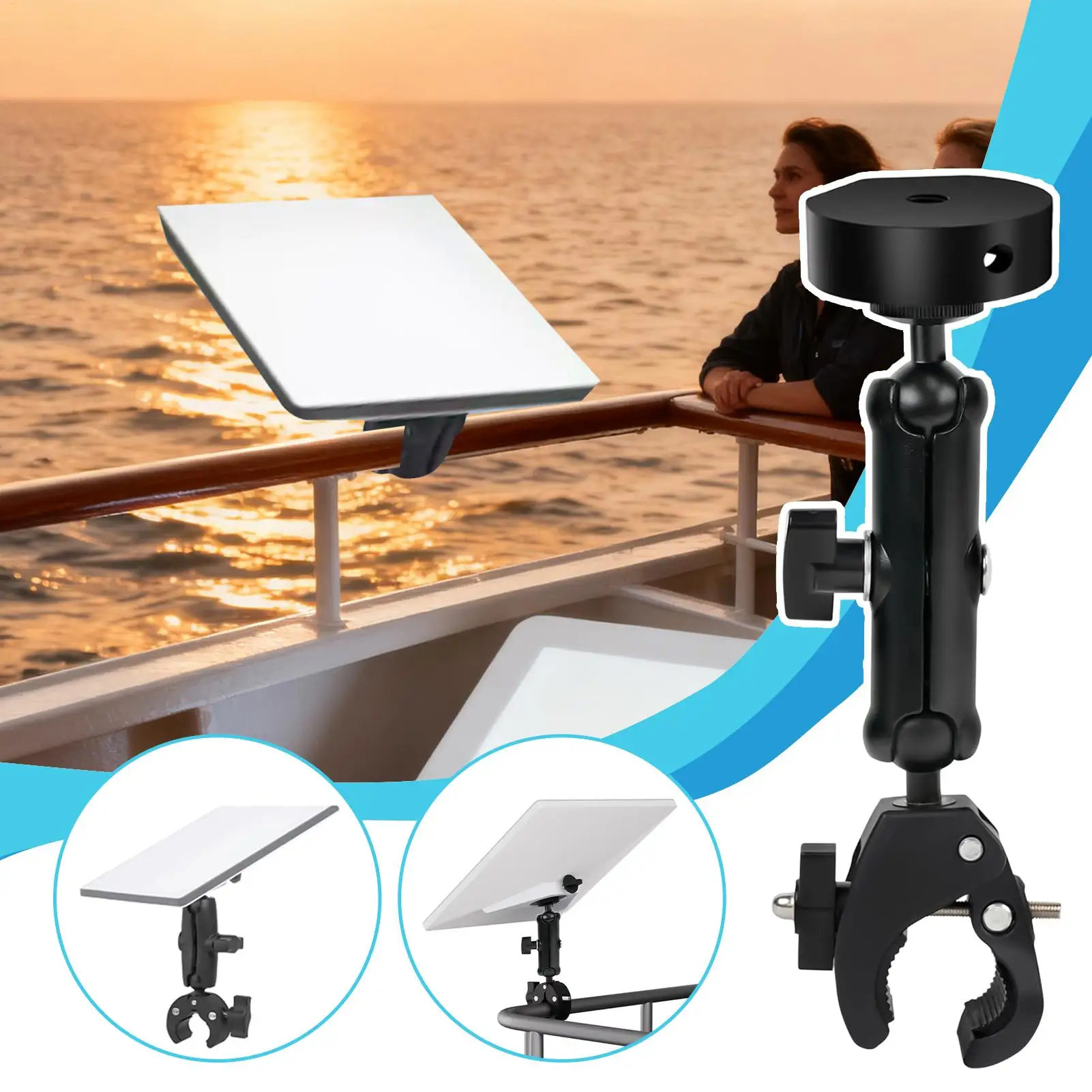 Universal RV Mounting Bracket Aluminum Alloy Adjustable Pipe Clamp Heavy Duty Awning Mount for Van Camping Trailer Motorhome