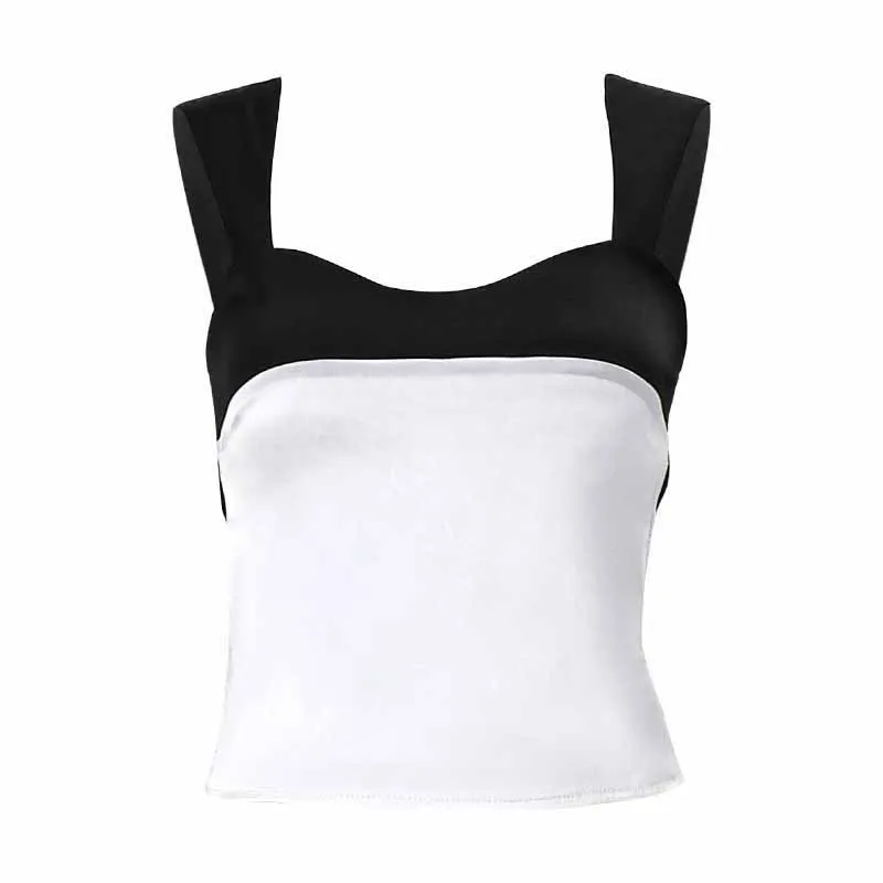 Xeemilo Sexy Satin Patchwork Tank Top Women Backless Tie Up Skinny Camis Crop Tops Y2K Fairy Girl Holiday Partywear Camisole