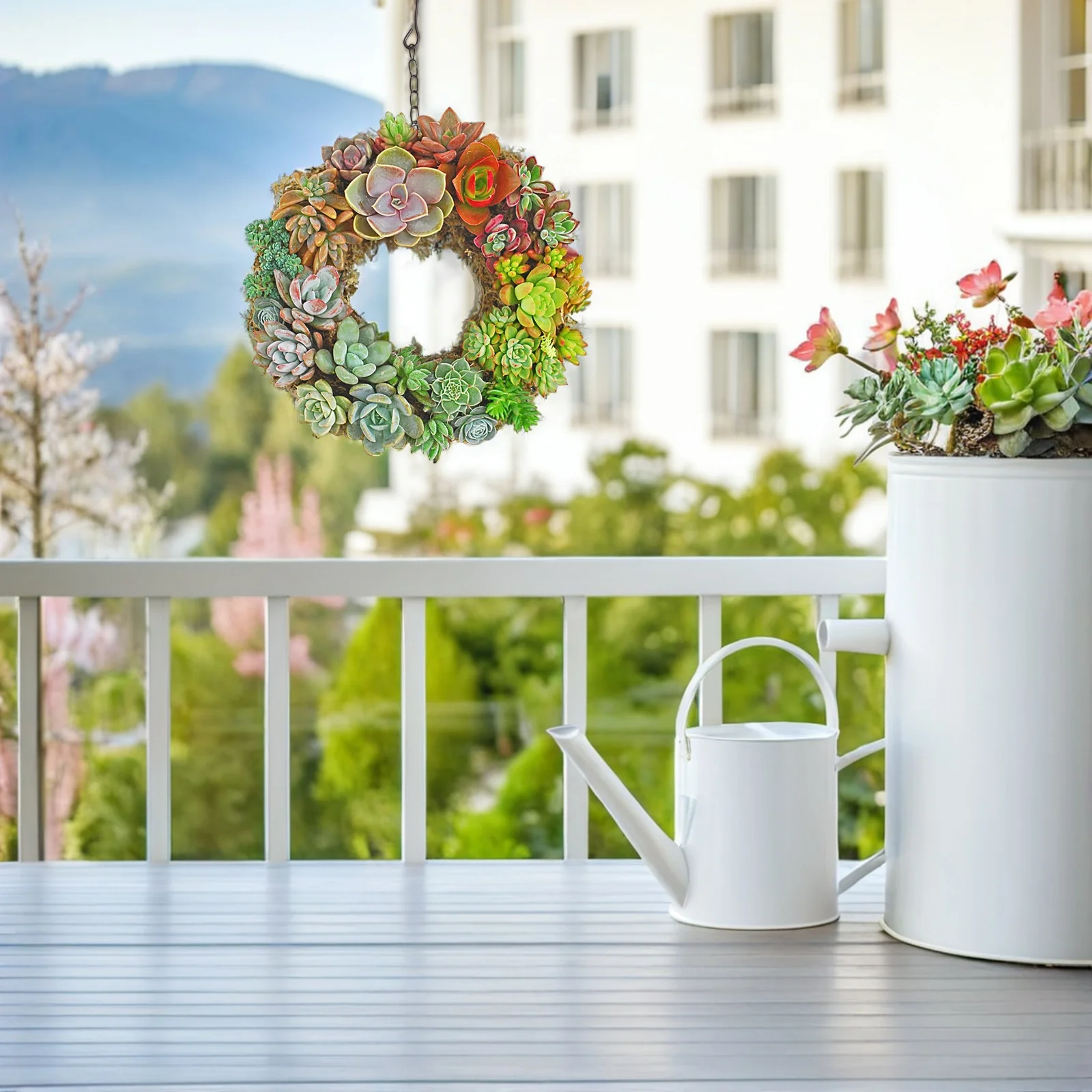 

Round Iron Wreath Frame Hanging Planter Strong Wire Succulent Pot Metal Wall Plant Holder for Indoor Outdoor Home Garden Display