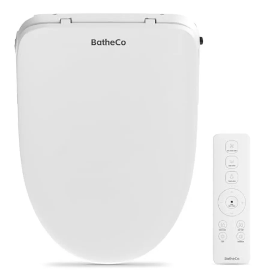 Elongated Electric Bidet Toilet Seat with Heated Seat 6-Level Warm Water Dryer Front and Rear Wash Remote Control Self-Cleaning