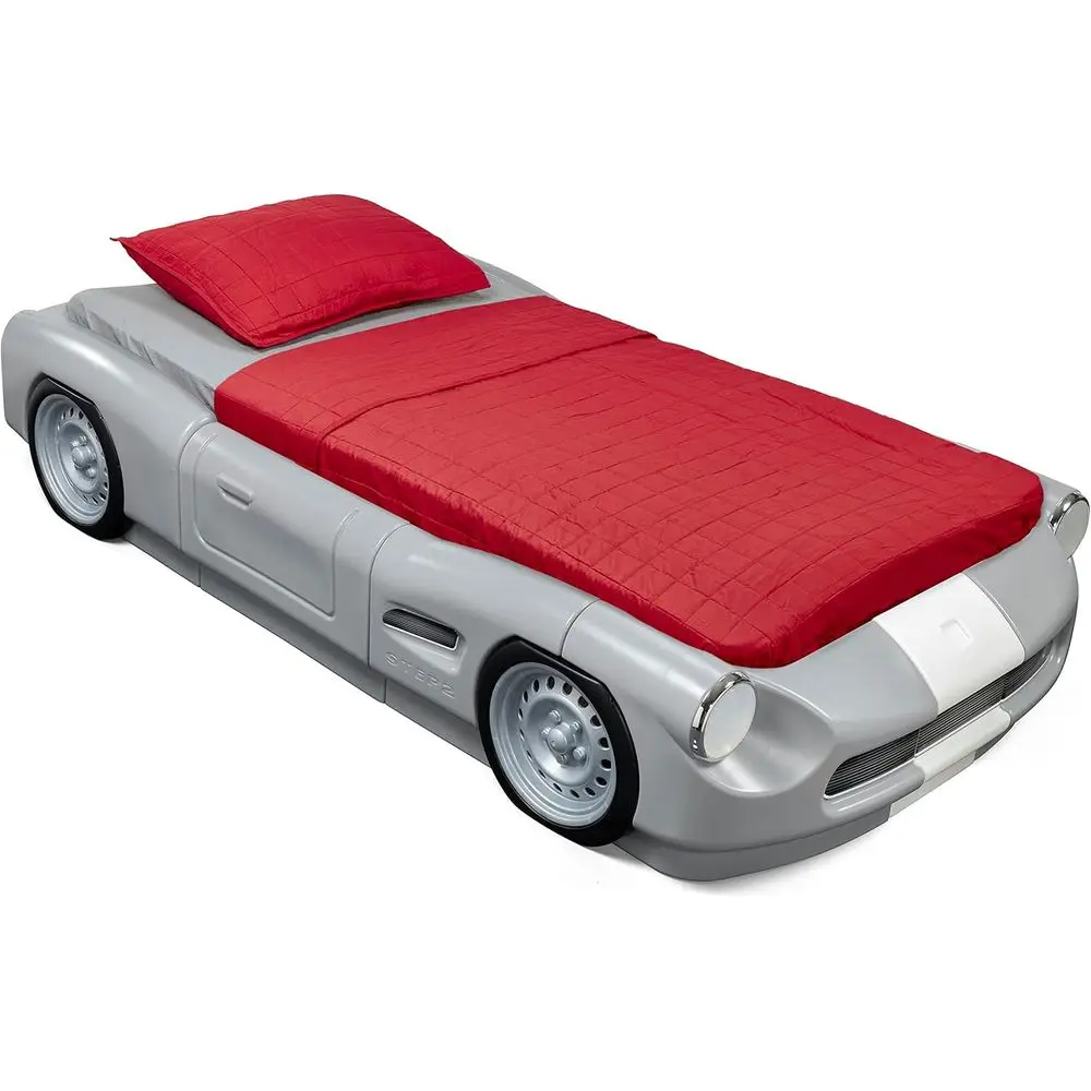 

Step2 Roadster Toddler-to-Twin Bed, Transition Race Car Bed or Boys & Girls, Adjustable, Made o Durable Plastic, or Toddlers 3+